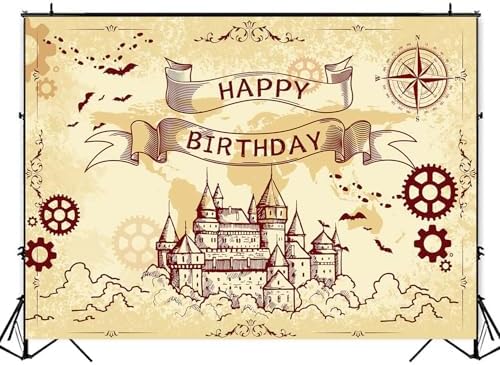 Wizard Birthday Backdrop Banner Boys Girls Party Decorations 7x5ft