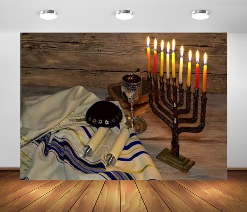 8x6ft Fabric Hanukkah Backdrop with Menorah