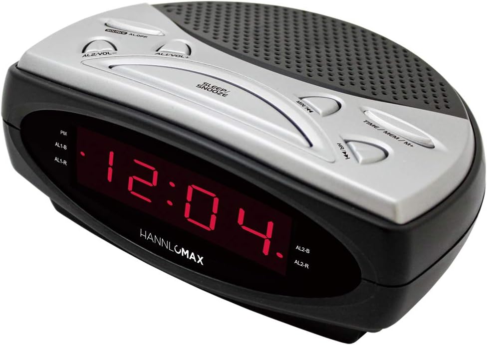 HANNLOMAX HX-137CR Alarm Clock Radio with Dual Alarm and AMFM Radio