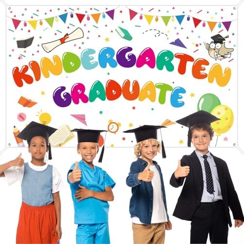 Kindergarten Graduation Banner 71x43 Inch White