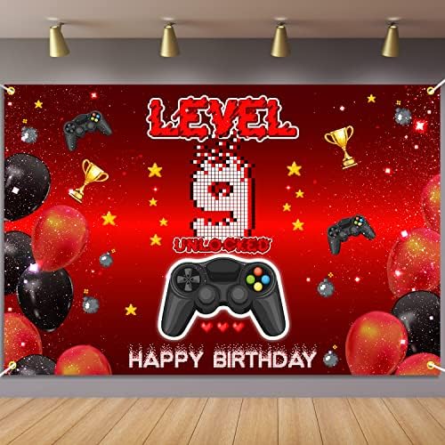Level 9 Unlocked Birthday Backdrop Banner Decor Sign