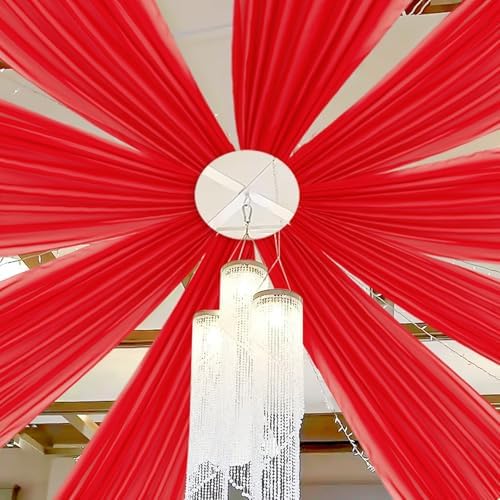 DUOBAO 6 Panel Red Chiffon Ceiling Drapes Wedding Backdrop