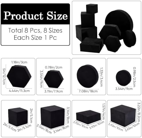CREATCABIN 8Pcs Geometric Cube Photo Props Set Black Foam