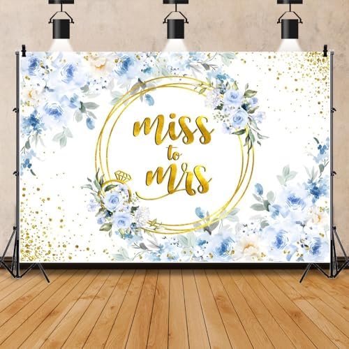 10x7ft Blue Floral Backdrop for Wedding and Photo Events