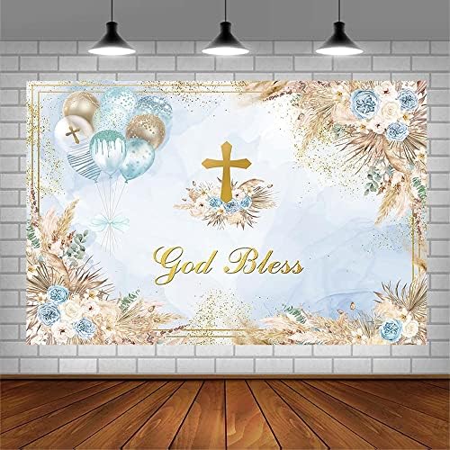 7x5ft Boho Baptism Backdrop for Photography and Party Decor