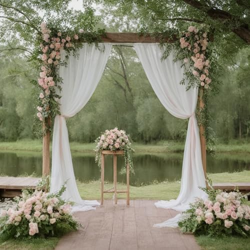 DUOBAO White Chiffon Backdrop Curtain 2 Panels 29x120 Inches