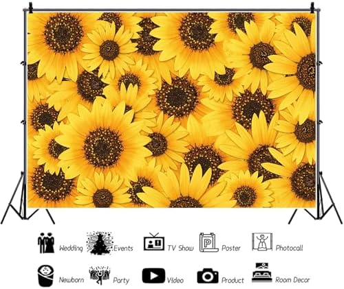 Baocicco 10x8ft Sunflower Photography Backdrop Yellow Floral