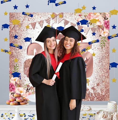 Graduation Class of 2025 Pink Floral Photo Backdrop 10x8ft Vinyl