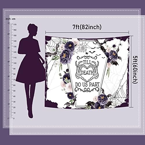 Mocsicka Till Death Do Us Part Halloween Wedding Backdrop - Purple 7x5ft