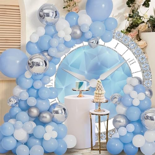 Luxury Silver Blue Round Backdrop Cover for Photography