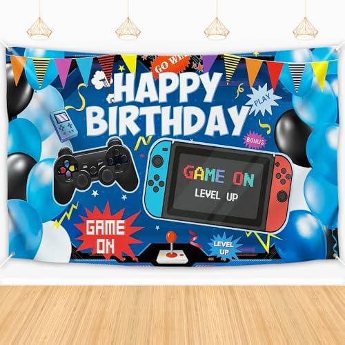Video Game Birthday Backdrop for Kids Boys Girls 6x36ft
