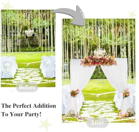 DUOBAO White Chiffon Backdrop Curtain 2 Panels 29x120 Inches