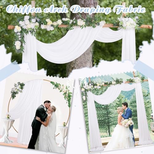 White Chiffon Arch Drapes 2 Panels 6 Yards Sheer Backdrop