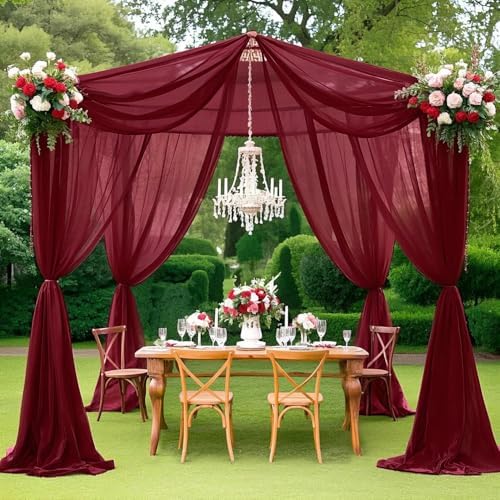 MODFUNS Burgundy Ceiling Drapes for Weddings