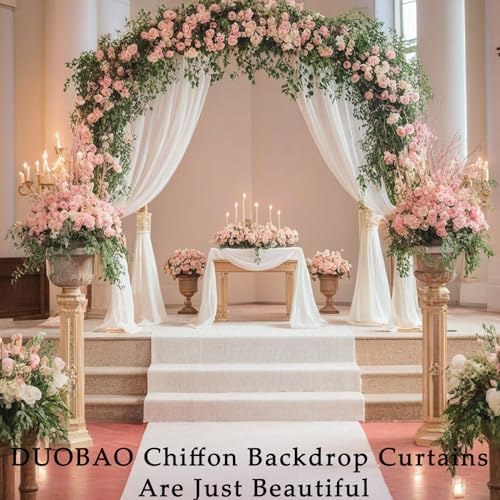 DUOBAO White Chiffon Backdrop Curtain 2 Panels 29x120 Inches