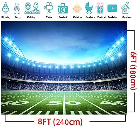 CYLYH 8x6ft Football Field Backdrop for Photography and Events