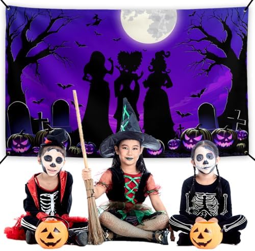 Flaircave Hocus Pocus Witch Sisters Halloween Backdrop