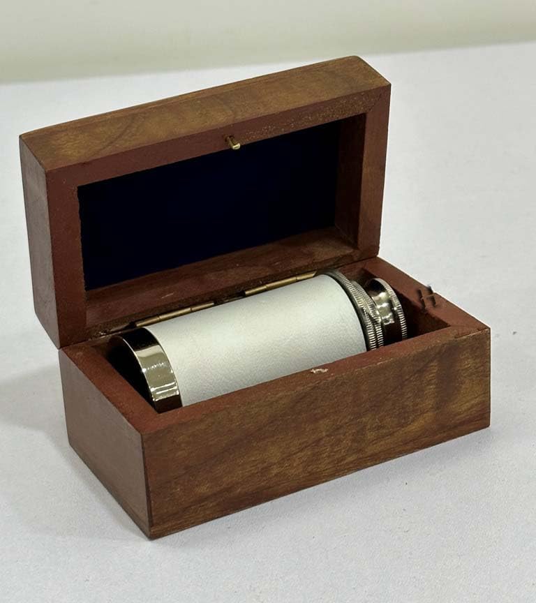 Brass Spyglass Telescope with Wooden Box