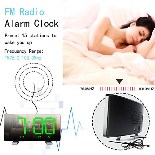 ThreeH Alarm Clock Radio with USB Charging and Adjustable Brightness