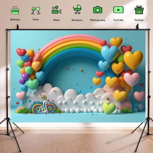Rainbow Arch Balloon Photography Background 7x5 Feet Clear