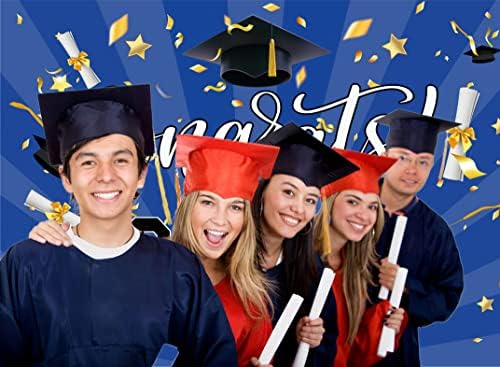 8x6 Ft Blue Graduation Photography Backdrop for Parties and Events