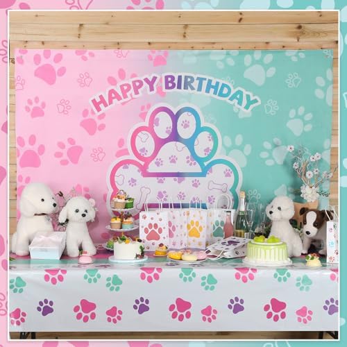 Newwiee Dog Paw Birthday Backdrop Banner