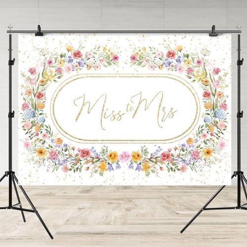 Miss to Mrs Floral Bridal Shower Backdrop 7x5ft
