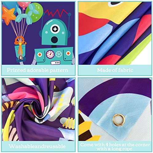 Robot Birthday Party Backdrop 59x36ft