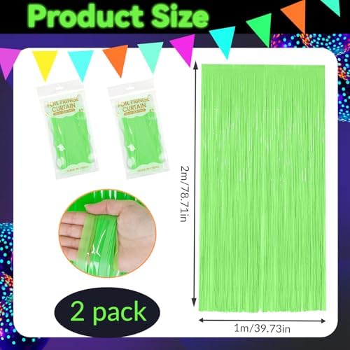 Glow in The Dark Fluorescent Curtains 2 Pack Green