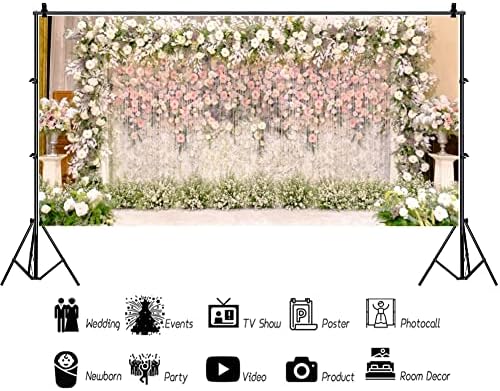 Yeele 20x10ft Wedding Floral Backdrop Pink and White