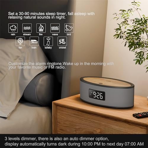 KEiiD Bluetooth Clock Radio Speaker with Dual Alarms and FM Radio