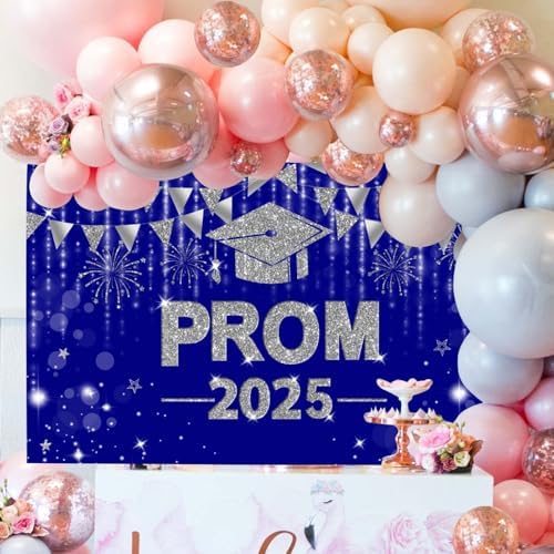 VanillaBay Royal Blue Prom 2025 Graduation Backdrop 708x433 Inch