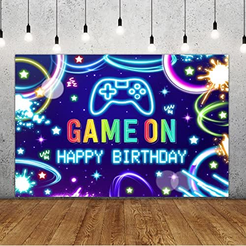 Lofaris 5x3ft Gamer Birthday Backdrop Black and Blue