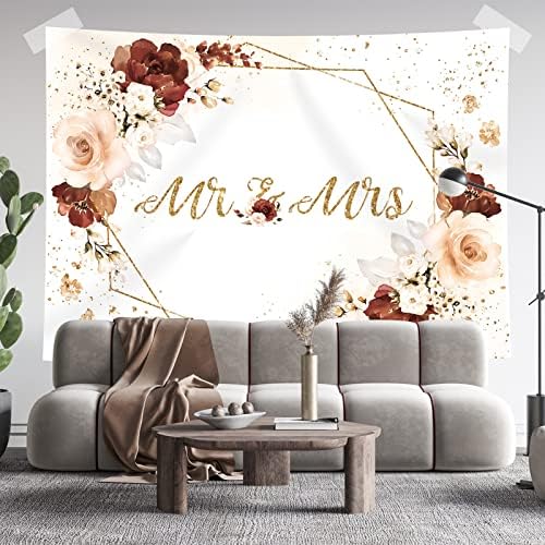 Mr Mrs Engagement Decor Backdrop 7x5ft Pink Floral Wedding