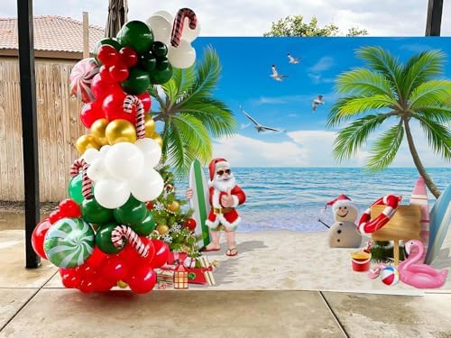 8x6 FT Summer Beach Christmas Party Backdrop