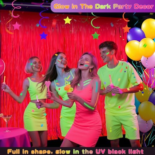 Glow in the Dark Neon Party Decor Curtains 2 Pack