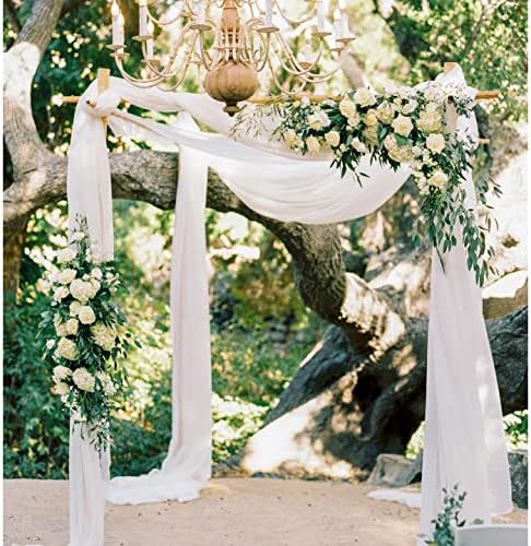 White Chiffon Arch Drapes 2 Panels 6 Yards Sheer Backdrop