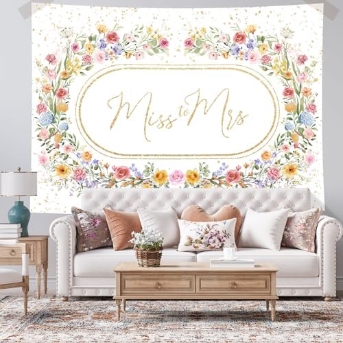 Miss to Mrs Floral Bridal Shower Backdrop 7x5ft