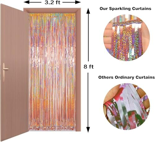 Foil Fringe Curtains 3 Pack for Birthday Party Decorations