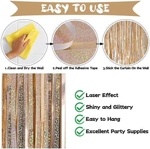 Champagne Tinsel Foil Fringe Curtains 2 Pack