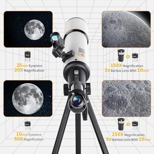 Bresser High Powered 80mm Refractor Telescope with Tripod and Phone Adapter
