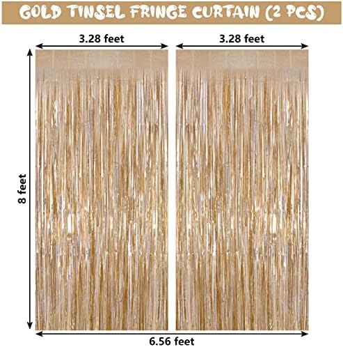 Champagne Tinsel Foil Fringe Curtains 2 Pack