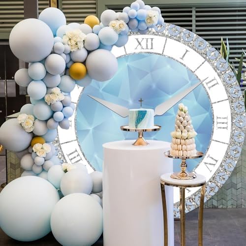 Luxury Silver Blue Round Backdrop Cover for Photography
