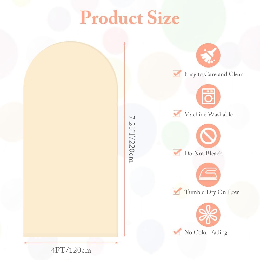 Beige Spandex Wedding Arch Cover with Round Top 72ft