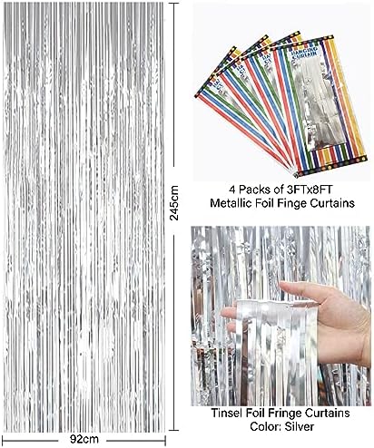 ShiDianYi Silver Foil Fringe Curtain Backdrop