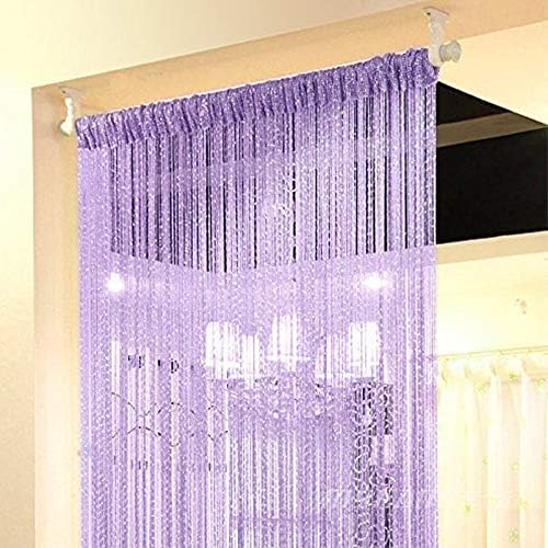 Duosuny 110x110 Inch Door Curtain with Silver Ribbon Tassel
