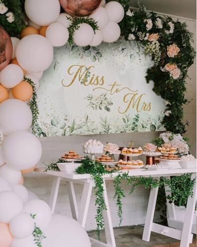 Mocsicka Miss to Mrs Greenery Banner with Gold Dots