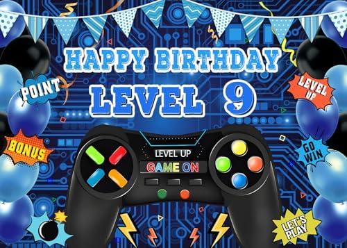 Game On Level 9 Birthday Party Backdrop Decor