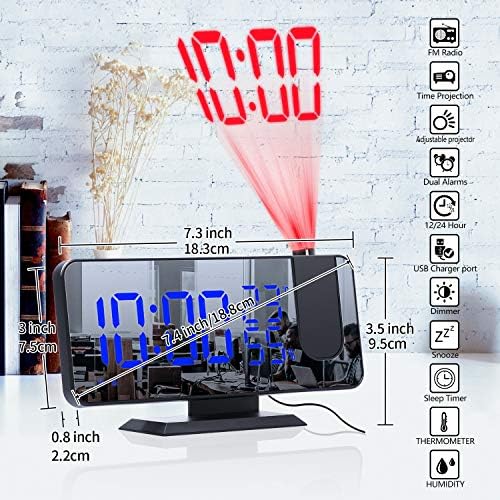 ThreeH Projection Alarm Clock with 4 Dimmer and 180 Degree Rotation