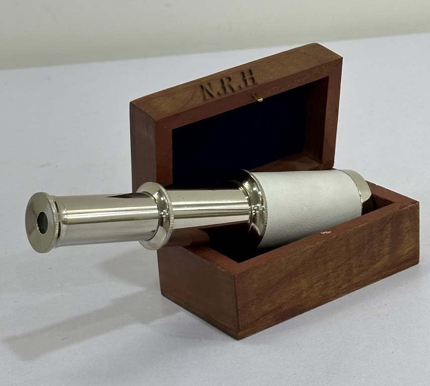 Brass Spyglass Telescope with Wooden Box